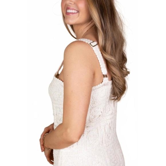 IN-LOOM Caroline Crochet Maxi Dress In Cream In White - Picture 3 of 13